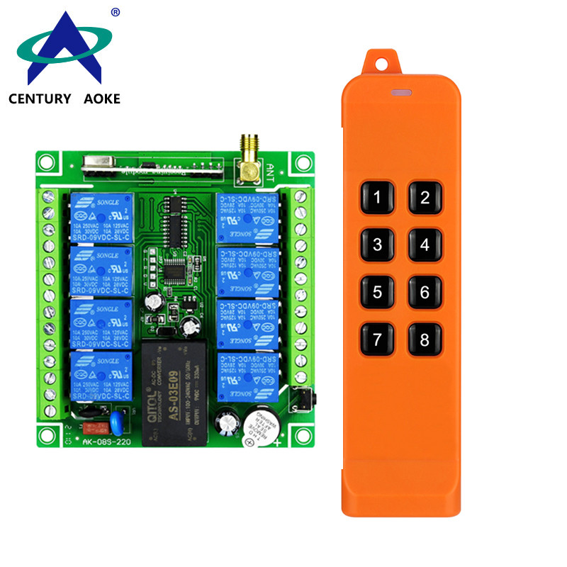 AC 85V-265V 8 Channels FSK Waterproof High Power Electric Curtains  Industry Garage Universal RF Remote Control Set