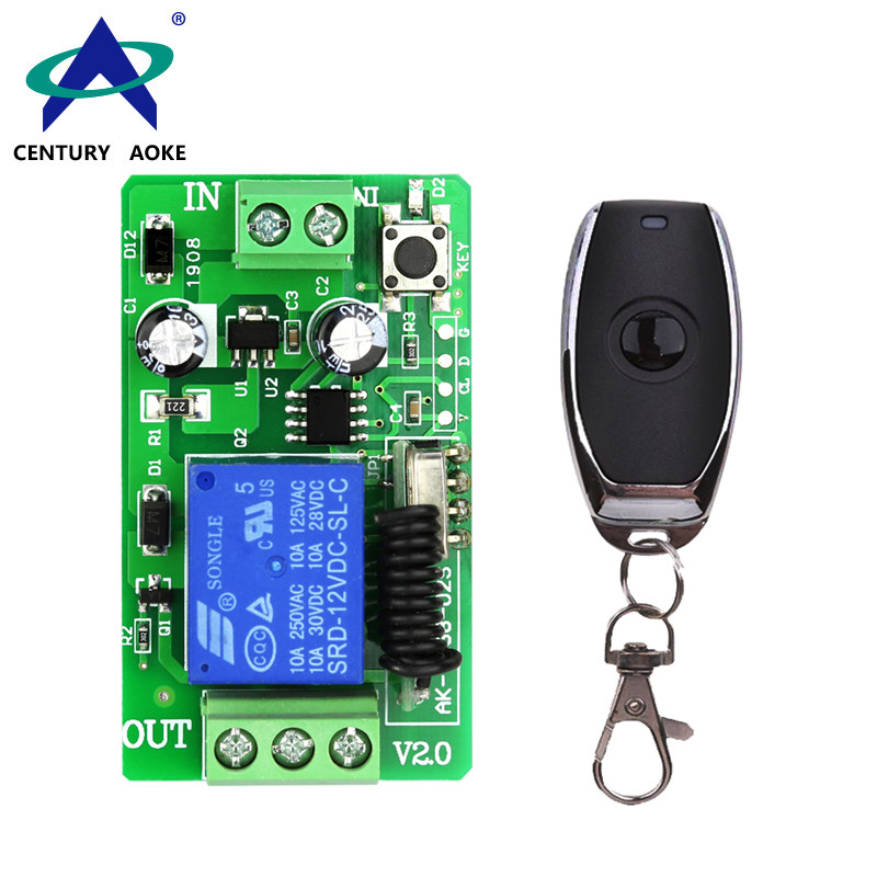 DC12V 1 Channels Motor Lighting Control Barriers Adjustable Mode Delay Universal RF Remote Control Switch Set