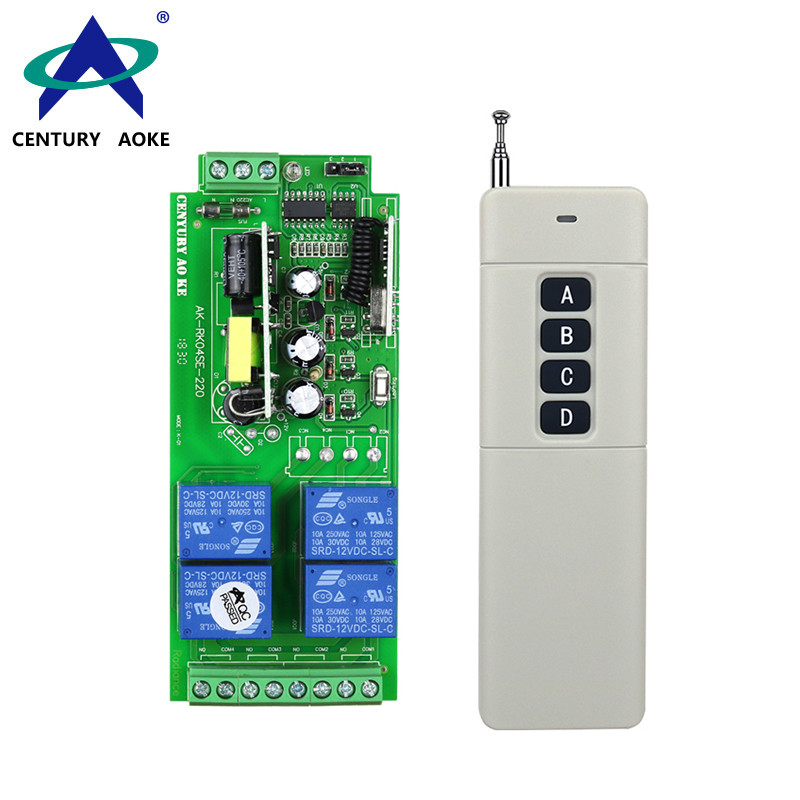 AC100-240V 4 Channels Industrial Motor forward and reverse Adjustable Working Mode Universal RF Remote Control Set