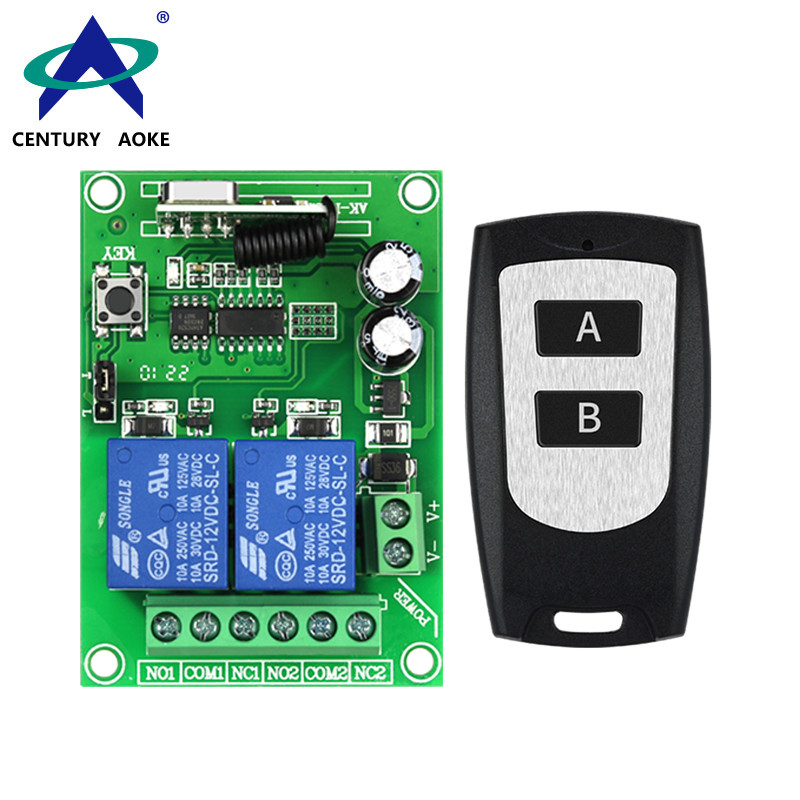 DC12V 2 Channels 315/433MHz Learning Universal RF Remote Controller Switch Wireless Relay Receiver Set