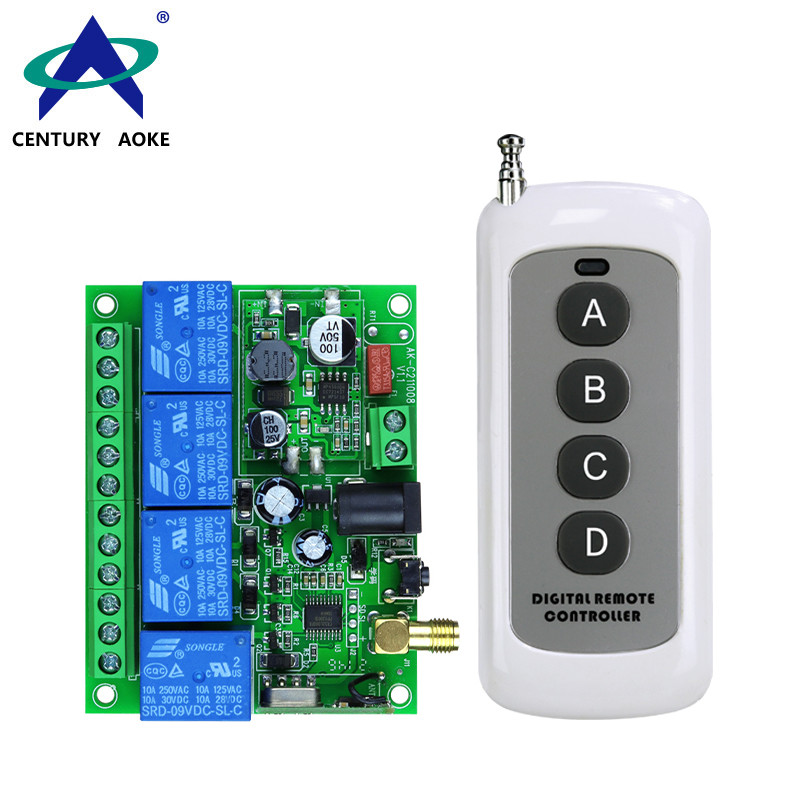 DC12-36V 4 Channels Lighting Control Barriers Adjustable Mode Universal RF Remote Control Switch Set AK-C211008+AK-1000-4F