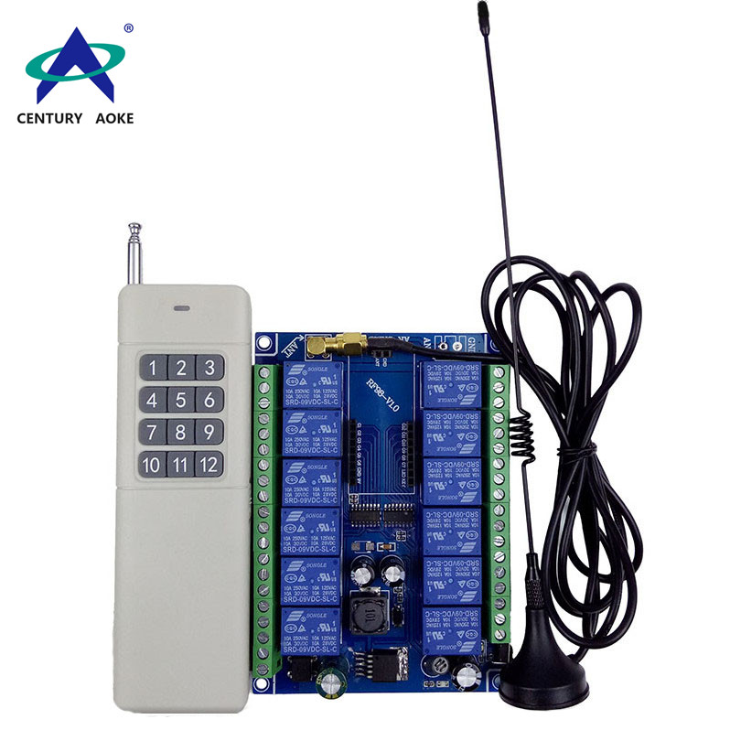 Wide voltage 12V-48V 12 channel remote control switch +  wireless remote control